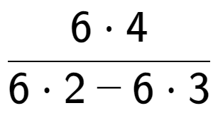 A LaTex expression showing \frac{{6 times 4}}{{6 times 2 - 6 times 3}}