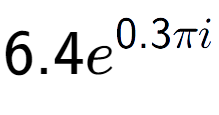 A LaTex expression showing 6.4e to the power of 0.3 Pi i