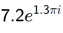 A LaTex expression showing 7.2e to the power of 1.3 Pi i
