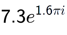 A LaTex expression showing 7.3e to the power of 1.6 Pi i
