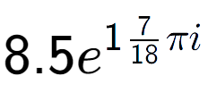 A LaTex expression showing 8.5e to the power of 17 over 18 Pi i