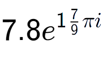 A LaTex expression showing 7.8e to the power of 17 over 9 Pi i