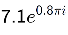 A LaTex expression showing 7.1e to the power of 0.8 Pi i