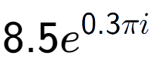 A LaTex expression showing 8.5e to the power of 0.3 Pi i