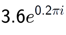 A LaTex expression showing 3.6e to the power of 0.2 Pi i