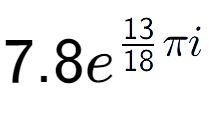 A LaTex expression showing 7.8e to the power of 13 over 18 Pi i