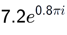 A LaTex expression showing 7.2e to the power of 0.8 Pi i
