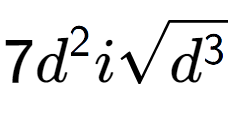 A LaTex expression showing 7{d} to the power of 2 isquare root of {d to the power of 3 }