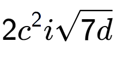 A LaTex expression showing 2{c} to the power of 2 isquare root of 7d