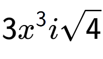 A LaTex expression showing 3{x} to the power of 3 isquare root of 4