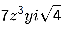 A LaTex expression showing 7{z} to the power of 3 yisquare root of 4