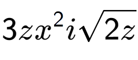 A LaTex expression showing 3z{x} to the power of 2 isquare root of 2z