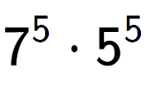 A LaTex expression showing 7 to the power of 5 times 5 to the power of 5