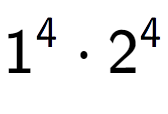 A LaTex expression showing 1 to the power of 4 times 2 to the power of 4