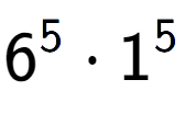 A LaTex expression showing 6 to the power of 5 times 1 to the power of 5