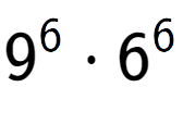 A LaTex expression showing 9 to the power of 6 times 6 to the power of 6