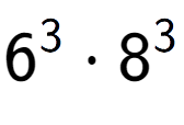 A LaTex expression showing 6 to the power of 3 times 8 to the power of 3