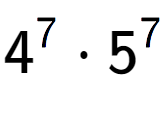 A LaTex expression showing 4 to the power of 7 times 5 to the power of 7