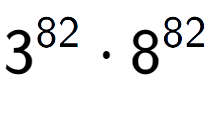 A LaTex expression showing 3 to the power of 82 times 8 to the power of 82