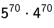 A LaTex expression showing 5 to the power of 70 times 4 to the power of 70