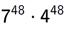 A LaTex expression showing 7 to the power of 48 times 4 to the power of 48