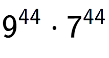 A LaTex expression showing 9 to the power of 44 times 7 to the power of 44