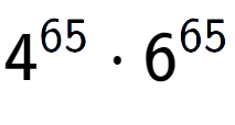 A LaTex expression showing 4 to the power of 65 times 6 to the power of 65