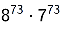 A LaTex expression showing 8 to the power of 73 times 7 to the power of 73