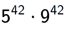 A LaTex expression showing 5 to the power of 42 times 9 to the power of 42