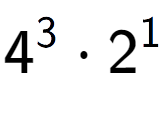 A LaTex expression showing 4 to the power of 3 times 2 to the power of 1