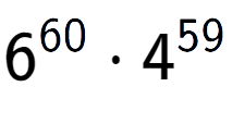 A LaTex expression showing 6 to the power of 60 times 4 to the power of 59