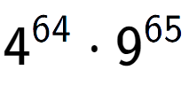 A LaTex expression showing 4 to the power of 64 times 9 to the power of 65