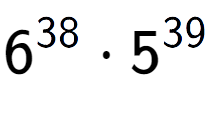 A LaTex expression showing 6 to the power of 38 times 5 to the power of 39