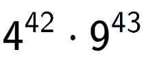 A LaTex expression showing 4 to the power of 42 times 9 to the power of 43