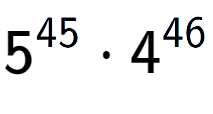 A LaTex expression showing 5 to the power of 45 times 4 to the power of 46