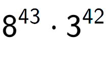 A LaTex expression showing 8 to the power of 43 times 3 to the power of 42