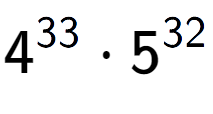 A LaTex expression showing 4 to the power of 33 times 5 to the power of 32