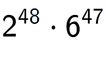 A LaTex expression showing 2 to the power of 48 times 6 to the power of 47