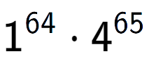 A LaTex expression showing 1 to the power of 64 times 4 to the power of 65