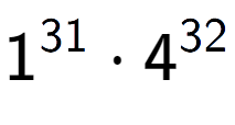 A LaTex expression showing 1 to the power of 31 times 4 to the power of 32