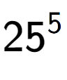 A LaTex expression showing 25 to the power of 5