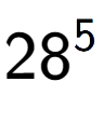 A LaTex expression showing 28 to the power of 5