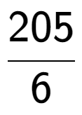 A LaTex expression showing 205 over 6