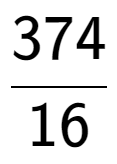 A LaTex expression showing 374 over 16