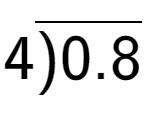 A LaTex expression showing 4\overline{)0.8}