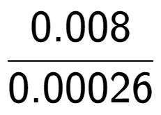 A LaTex expression showing 0.008 over 0.00026