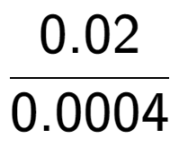 A LaTex expression showing 0.02 over 0.0004