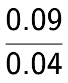 A LaTex expression showing 0.09 over 0.04