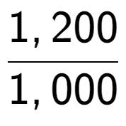 A LaTex expression showing 1,200 over 1,000