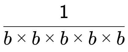 A LaTex expression showing 1 over b multiplied by b multiplied by b multiplied by b multiplied by b